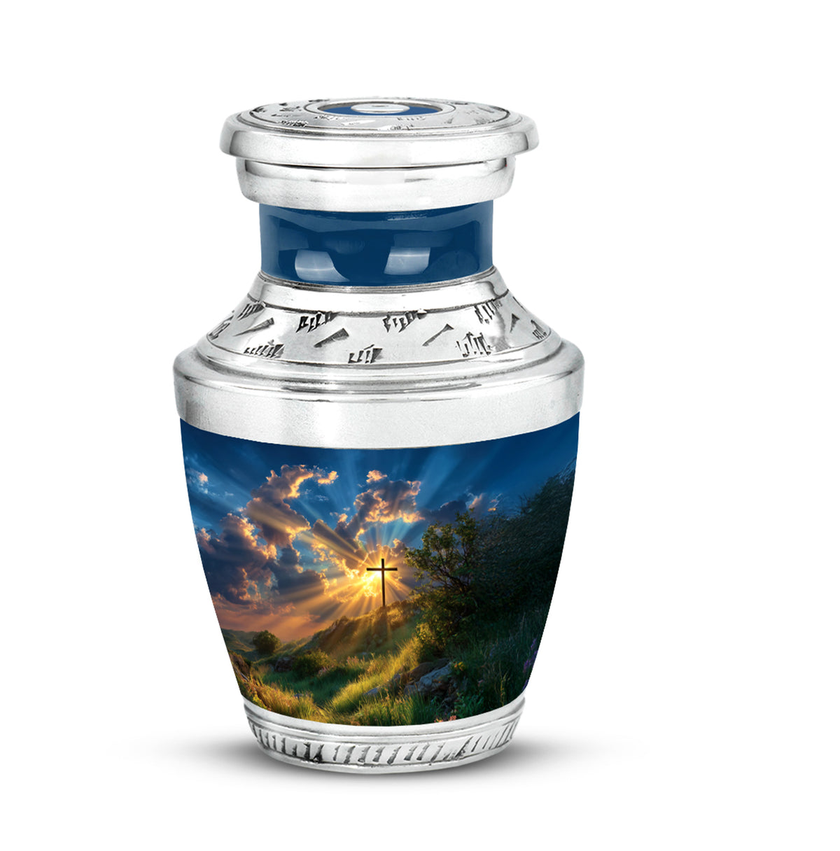 Personalized Refined Cross Cremation Urns - Blue - Yatskia