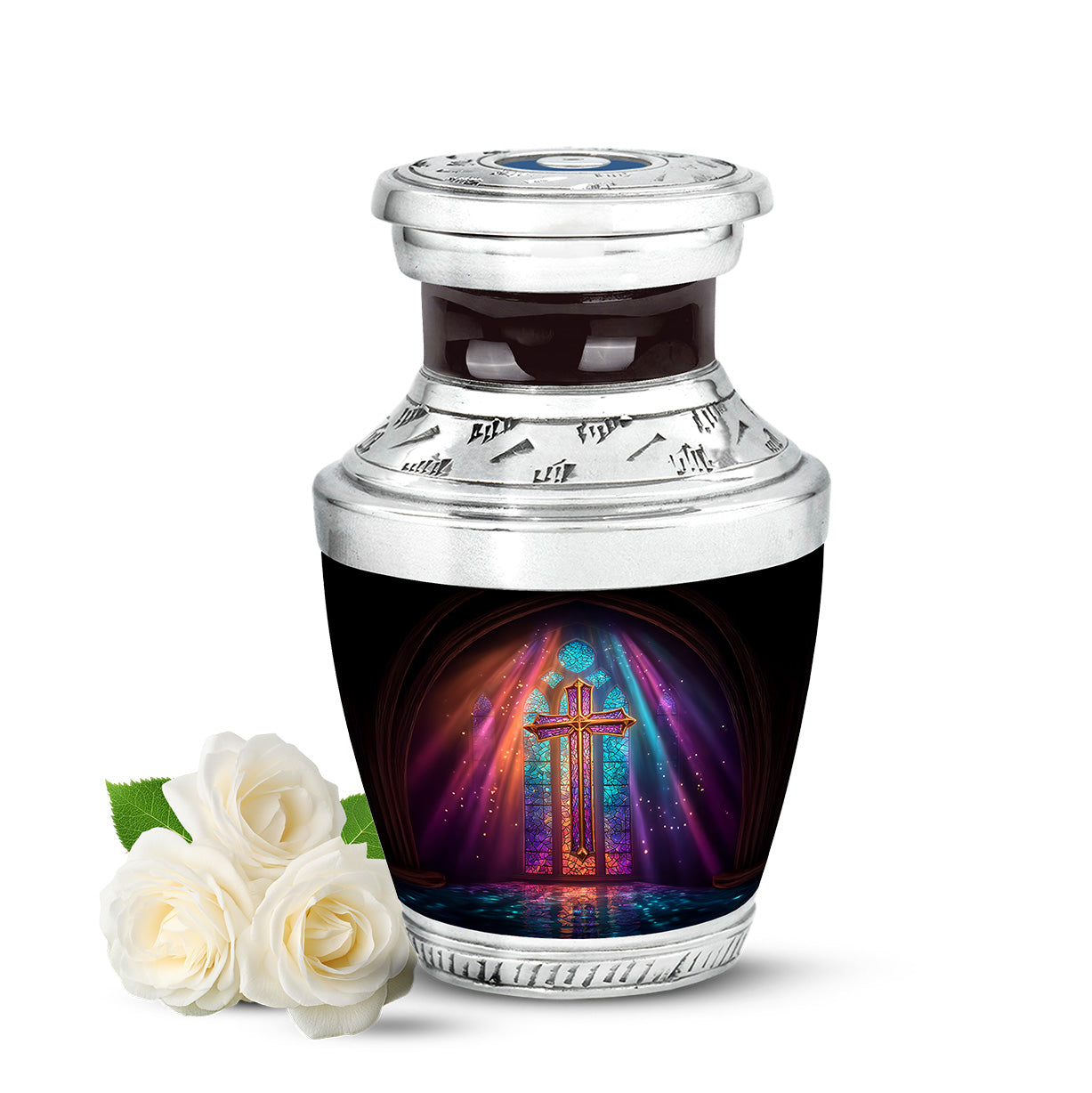 Personalized Eternal Cross Cremation Urns - Black 10-inch, 200 cu in - Yatskia