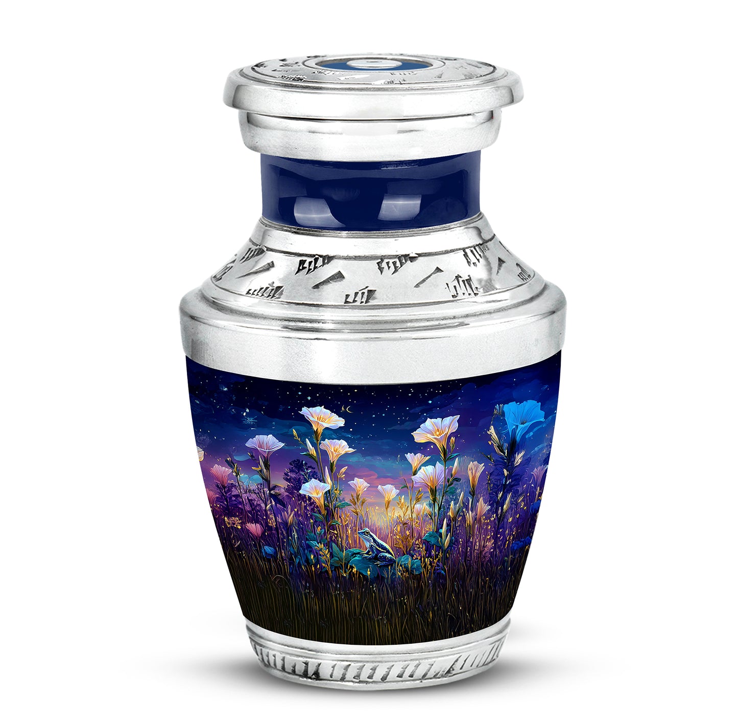Graceful Blue Frog Comfort Urn for Human Ashes - 10-inch, 200 cu in - Yatskia