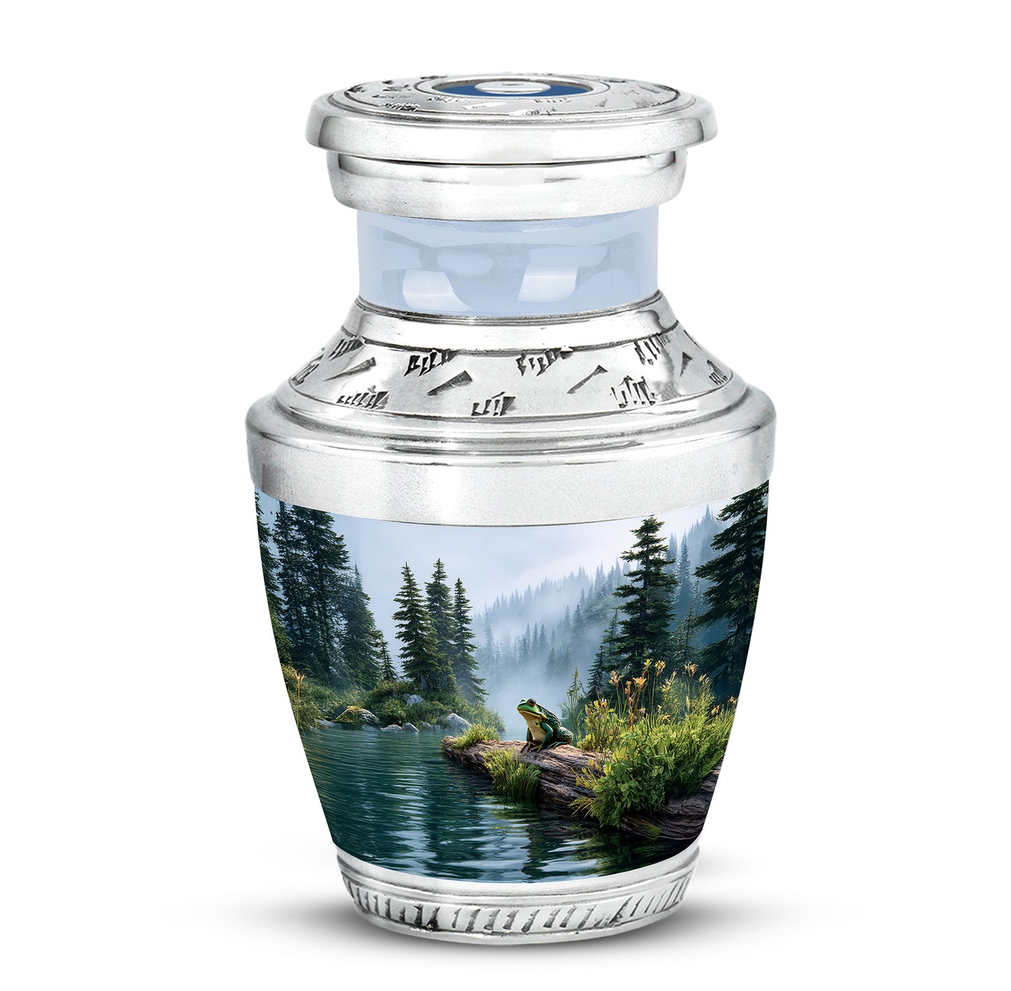 Personalized Silver Frog Cremation Urns for Ashes - Transcendent 10-inch - Yatskia