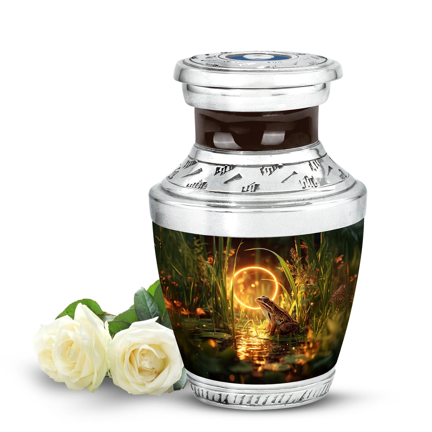 Personalized Frog Cremation Urns - Pristine Gold 10-inch, 200 cu in - Yatskia