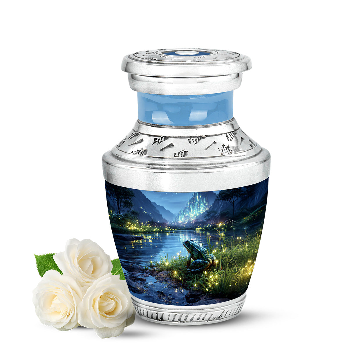 Personalized Blue Frog Cremation Urns for Ashes - Captivating 10-inch - Yatskia