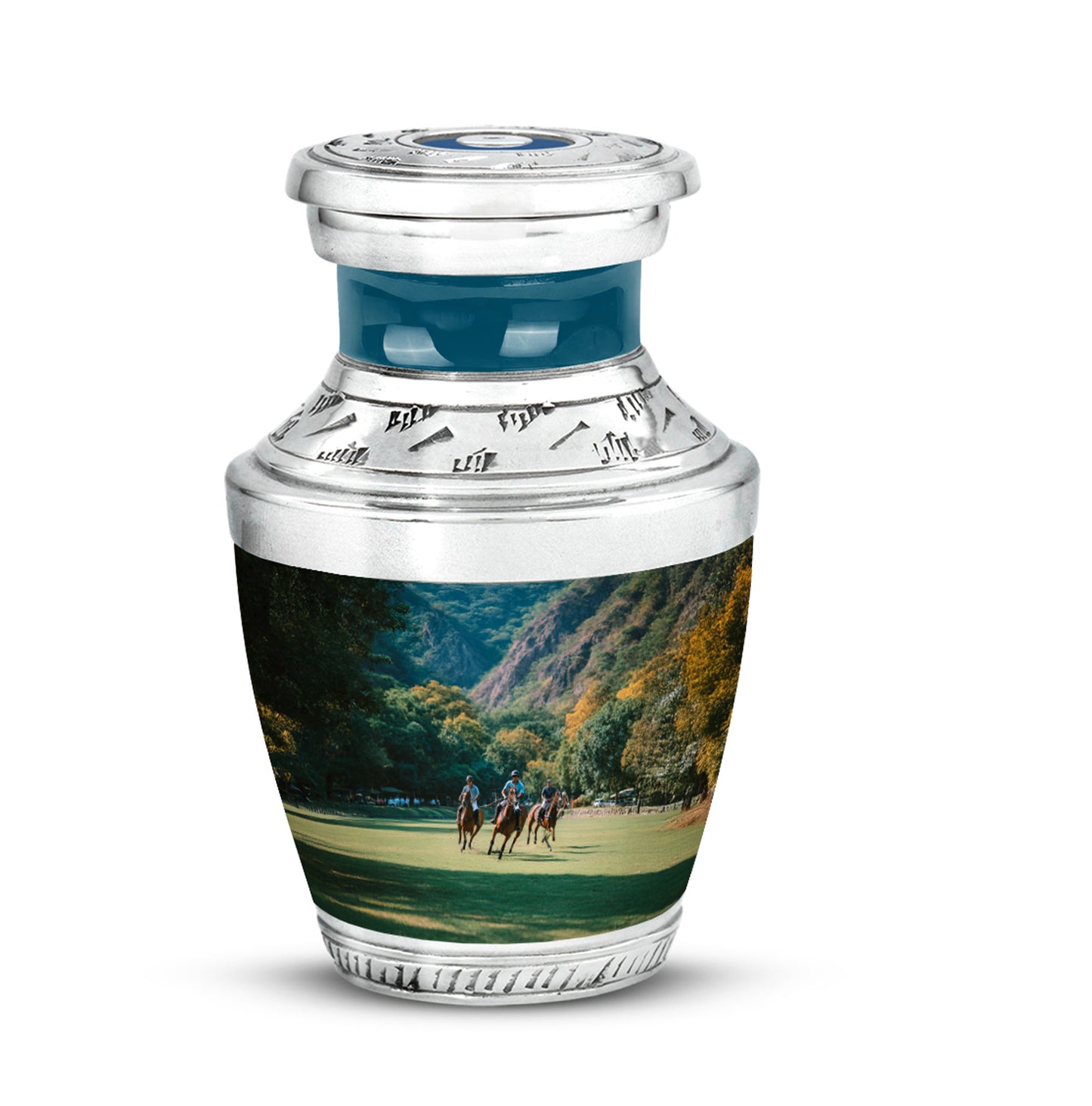 Teal Horse Polo Cremation Urns - Imperial Guardian 10-inch, 200 cu in - Yatskia