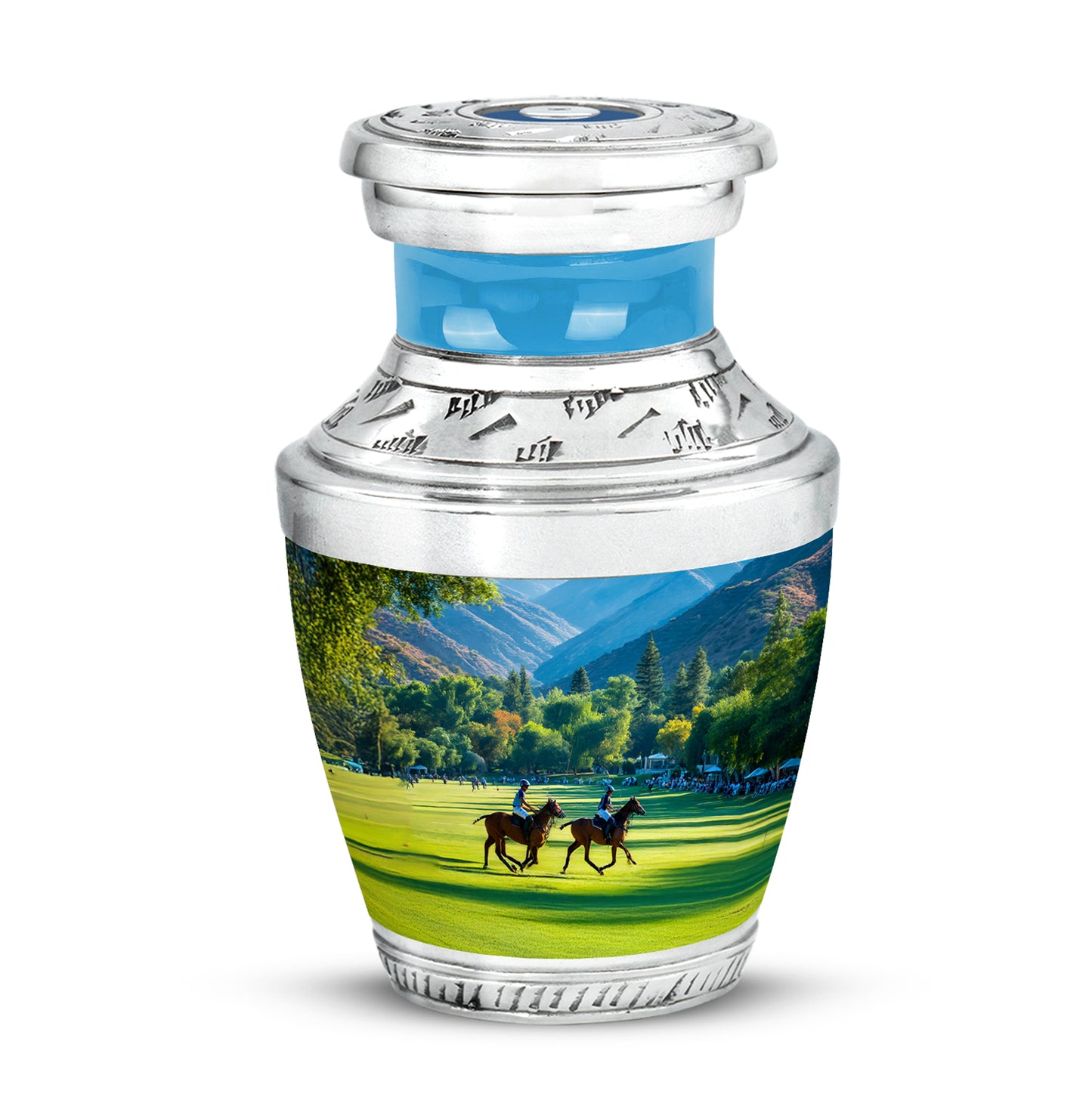 Personalized Teal Horse Polo Cremation Urns for Ashes - Captivating 10-inch - Yatskia