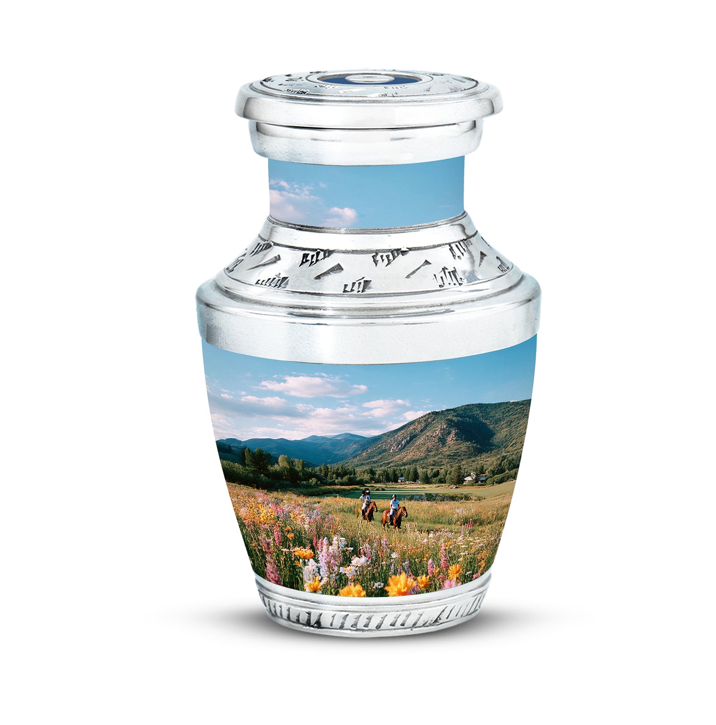 Personalized Blue Horse Polo Cremation Urns for Ashes - Majestic 10-inch - Yatskia