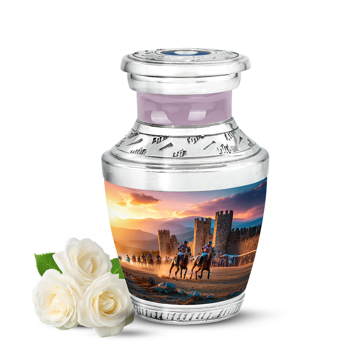 Personalized Horse Polo Cremation Urns - Soothing Gray 10-inch, 200 cu in - Yatskia