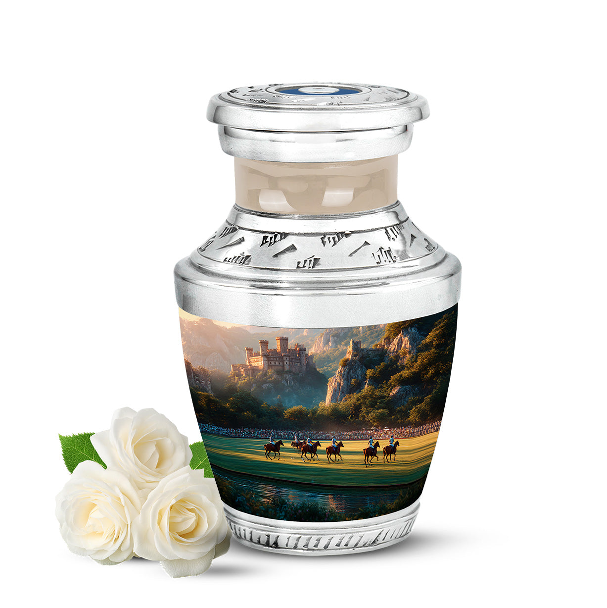 Regal Horse Polo Memorial Cremation Urns - Gold 10-inch, 200 cu in - Yatskia