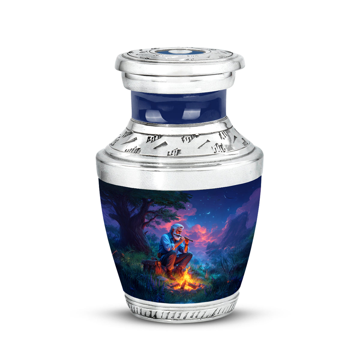 Blue Comforting Campfire Memorial Urn for Ashes - Yatskia