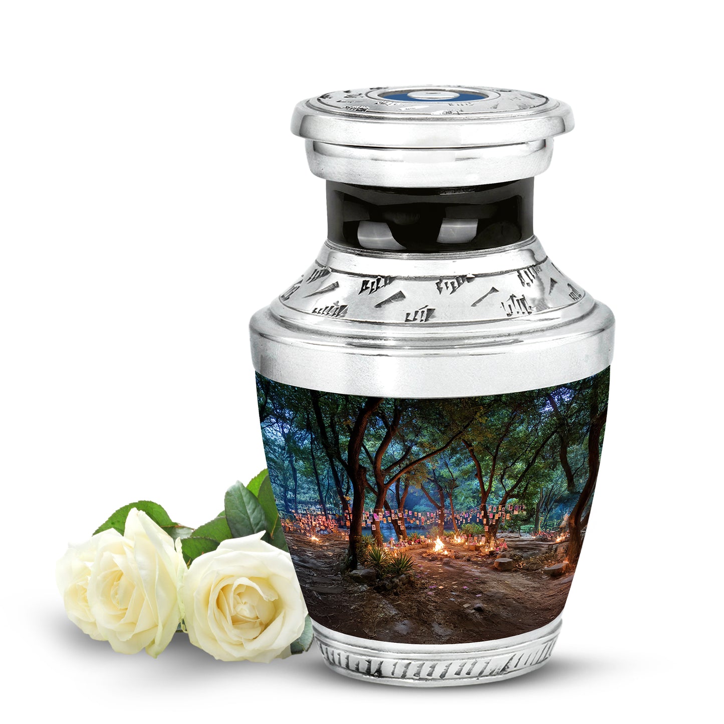 Personalized Black Steadfast Campfire Cremation Urns for Human Ashes - 10-inch, 200 cu in - Yatskia