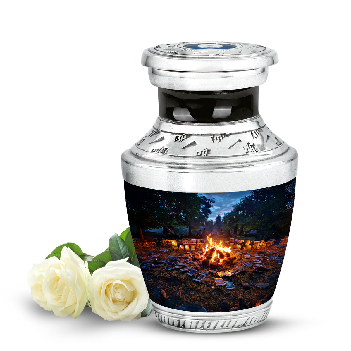 Dignified Blue Campfire Cremation Urn for Ashes - Yatskia