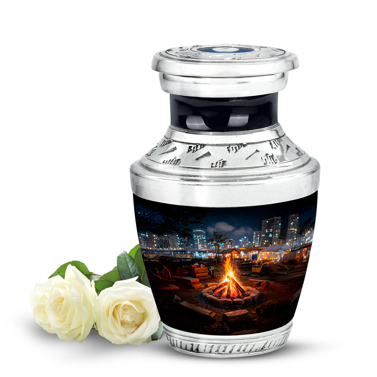 Black Stately Campfire Cremation Urns for Human Ashes - Yatskia