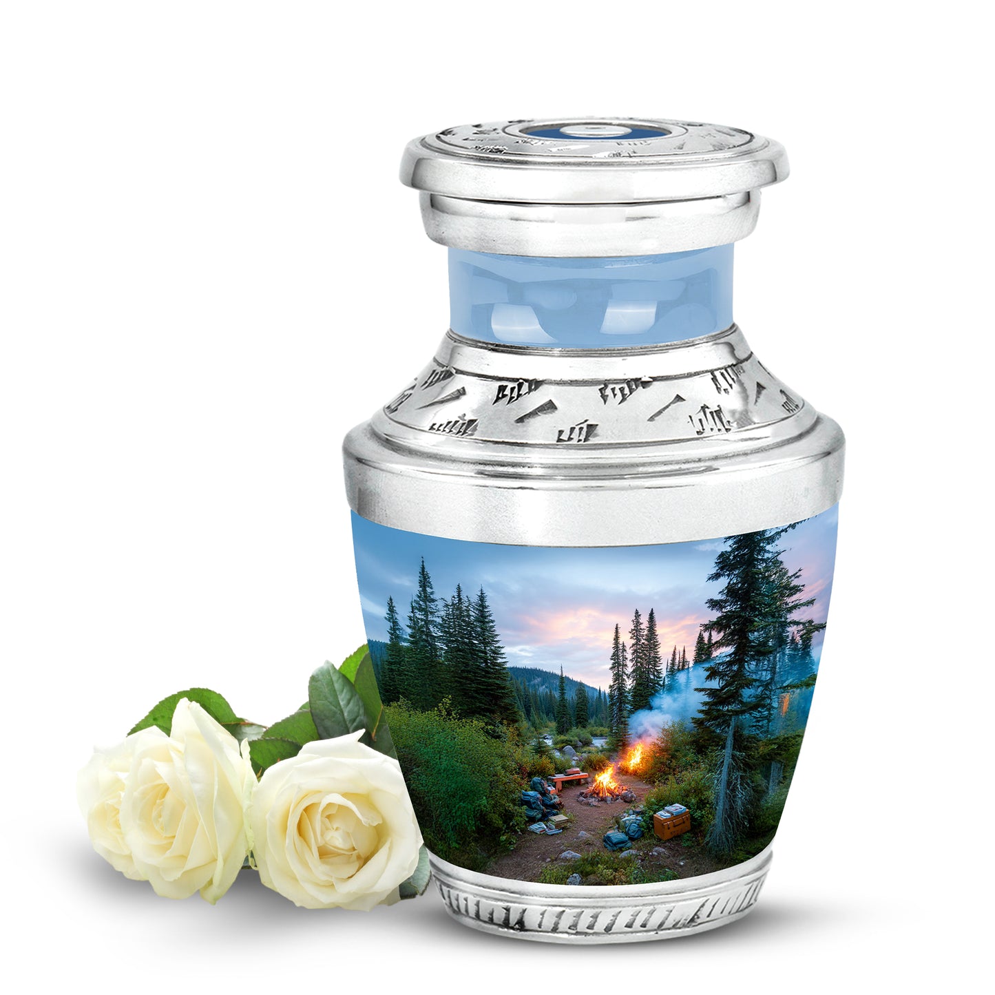 Stunning Blue Campfire Guardian Urn for Human Ashes - 10-inch, 200 cu in - Yatskia