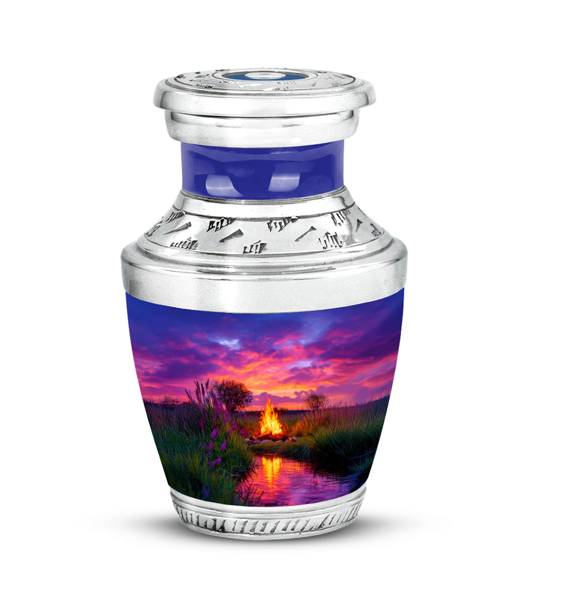 Personalized Elegant Campfire Cremation Urns - Blue - Yatskia