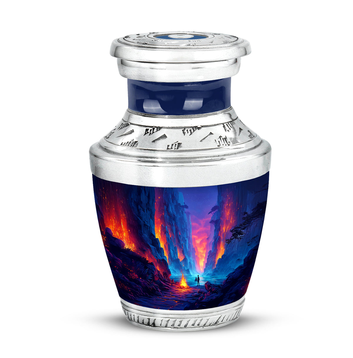 Lustrous Campfire Cremation Urns for Human Ashes - Blue - Yatskia