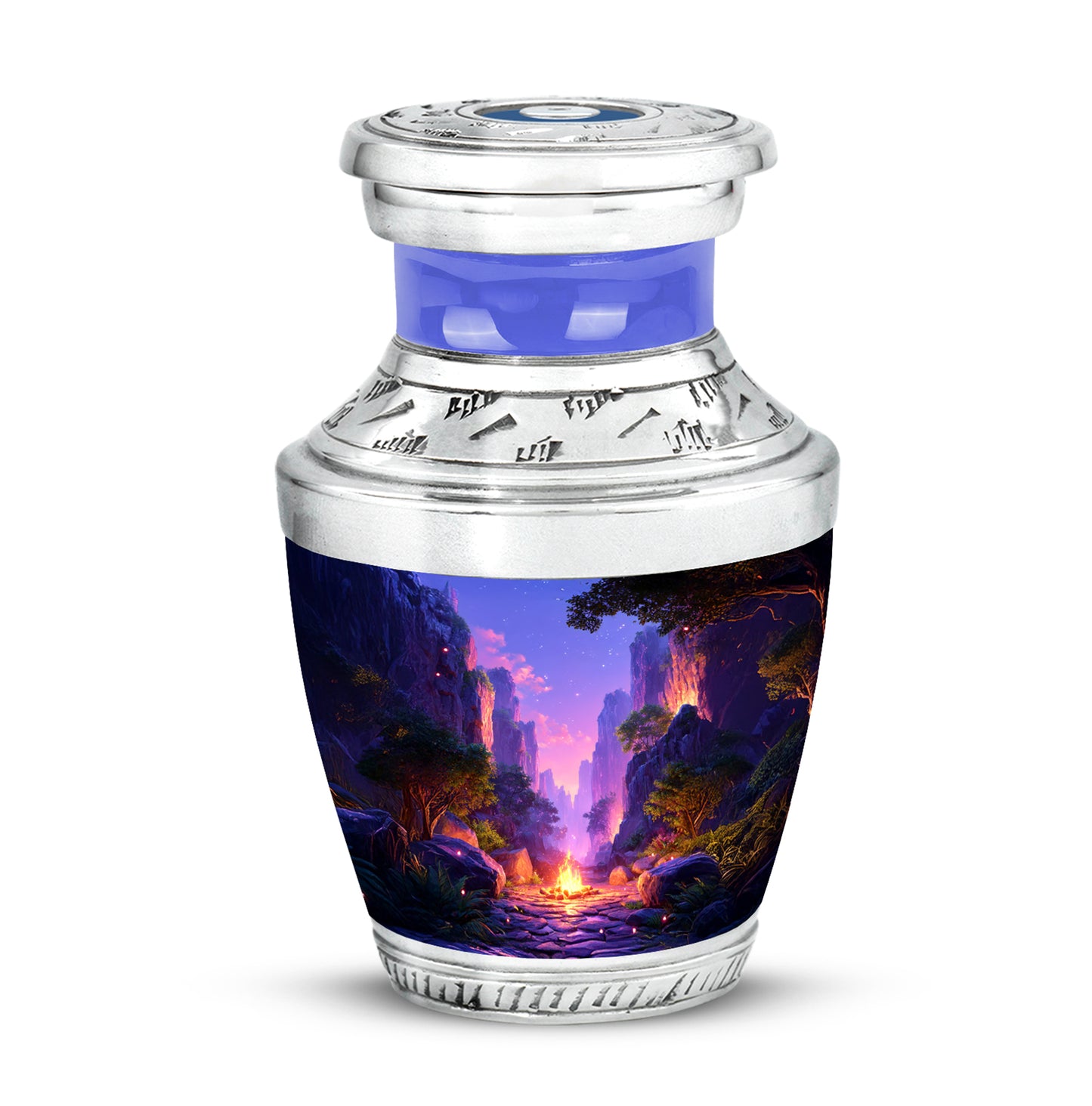 Personalized Elegant Campfire Cremation Urns - Blue 10-inch, 200 cu in - Yatskia