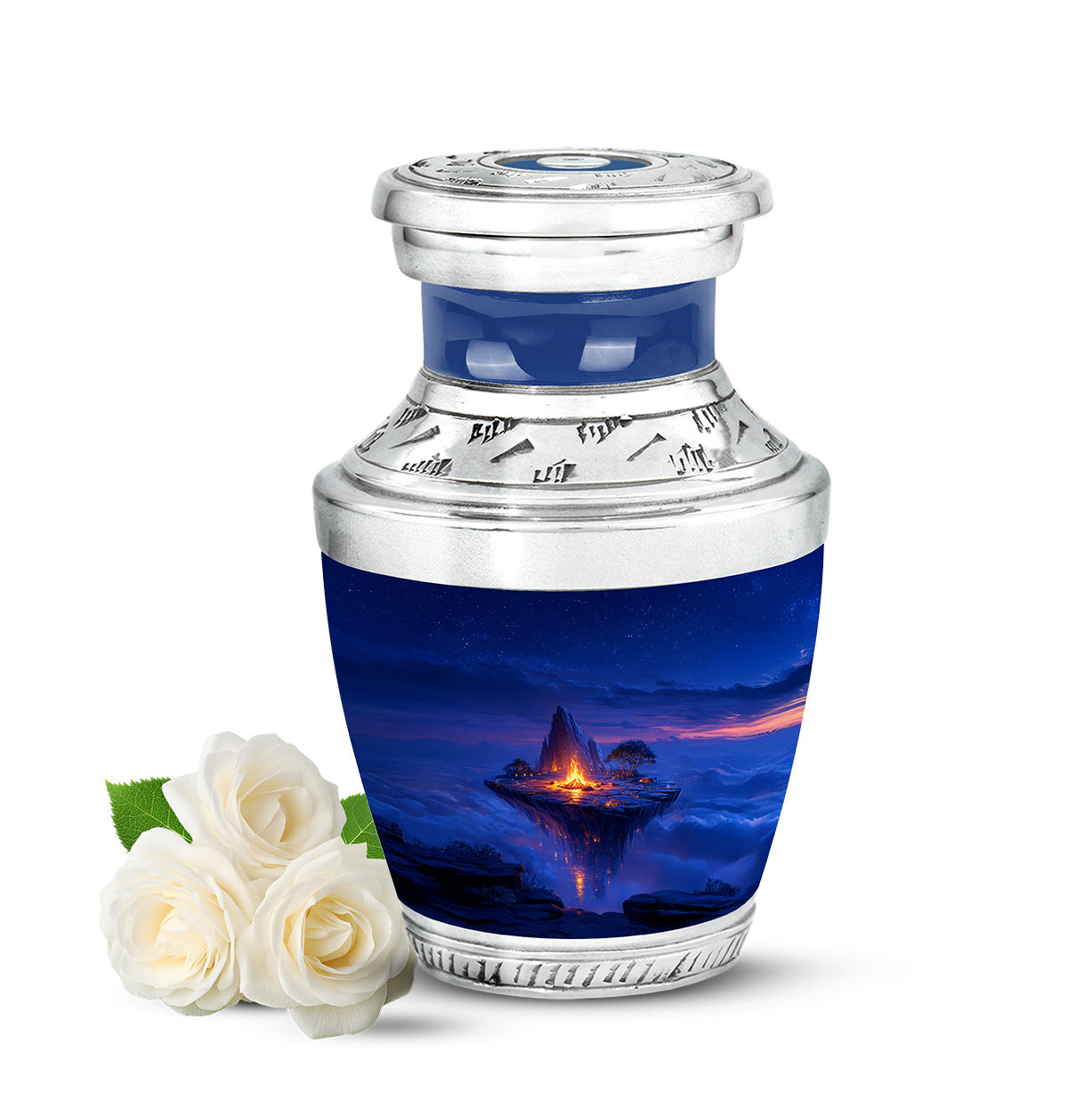Radiant Campfire Memorial Cremation Urns - Blue 10-inch, 200 cu in - Yatskia