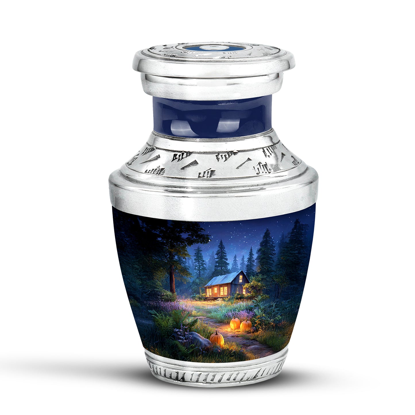 Personalized Blue Halloween Cremation Urns for Ashes - Peaceful 10-inch - Yatskia