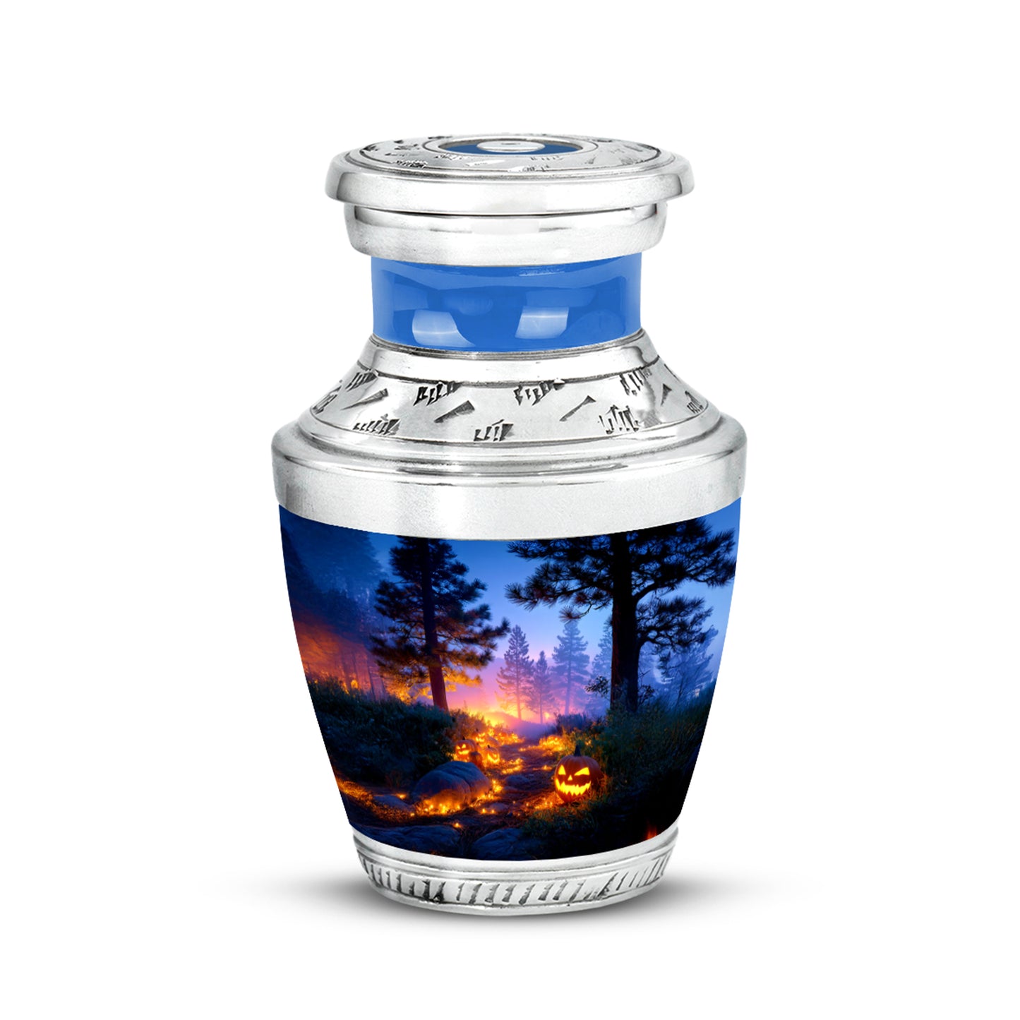 Lustrous Halloween Cremation Urns for Human Ashes - Blue 10-inch - Yatskia