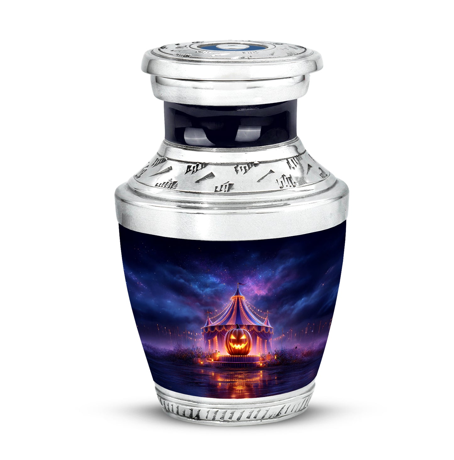 Blue Stately Halloween Cremation Urns for Human Ashes - 10-inch, 200 cu in - Yatskia