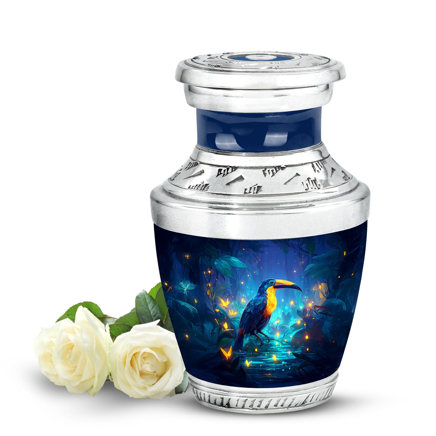 Blue Exquisite Hornbill Memorial Urn for Ashes - 10-inch, 200 cu in - Yatskia