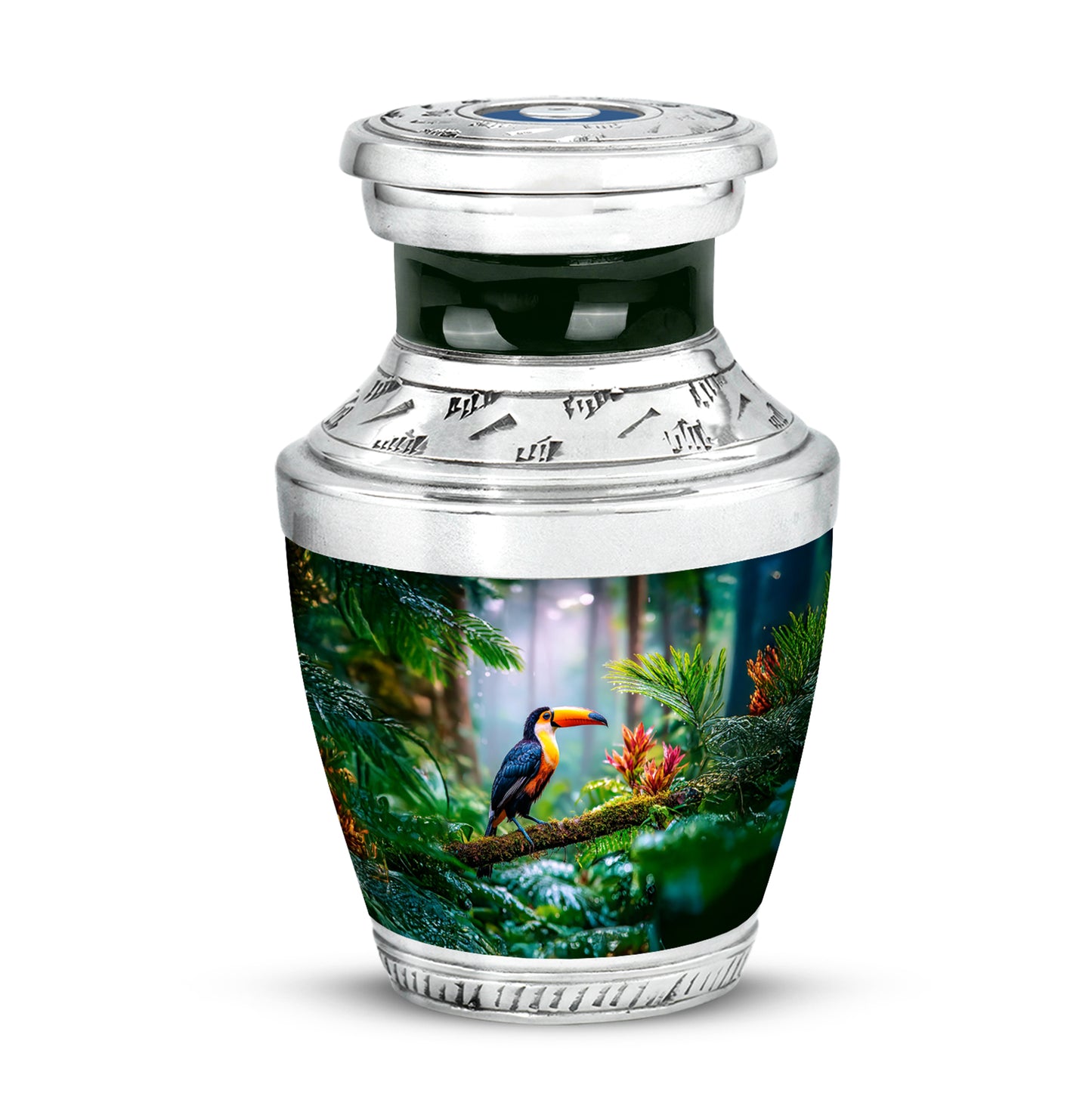 Green Exquisite Hornbill Memorial Urn for Ashes - 10-inch, 200 cu in - Yatskia