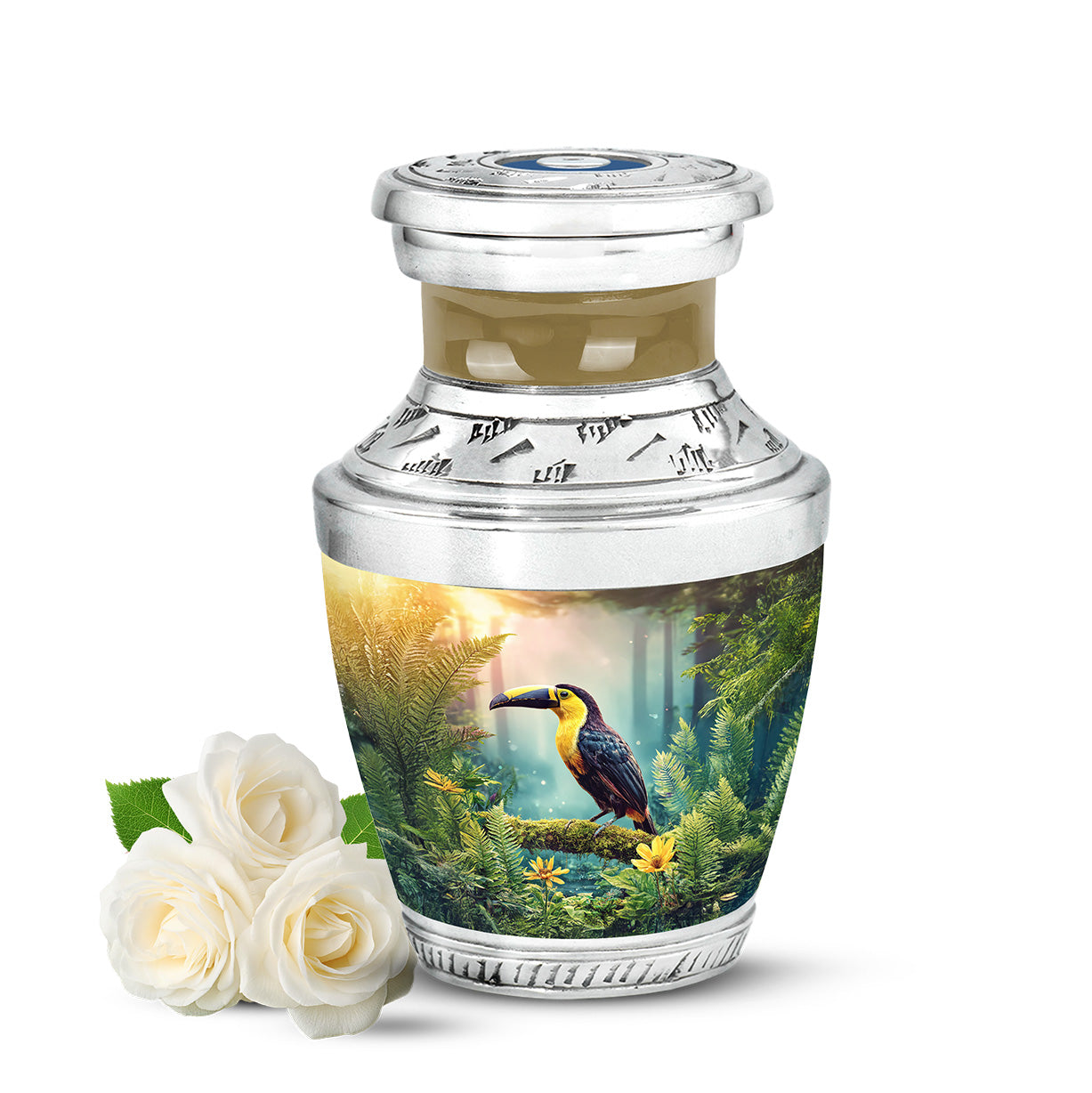 Gold Venerable Hornbill Cremation Urns for Human Ashes - 10-inch, 200 cu in - Yatskia