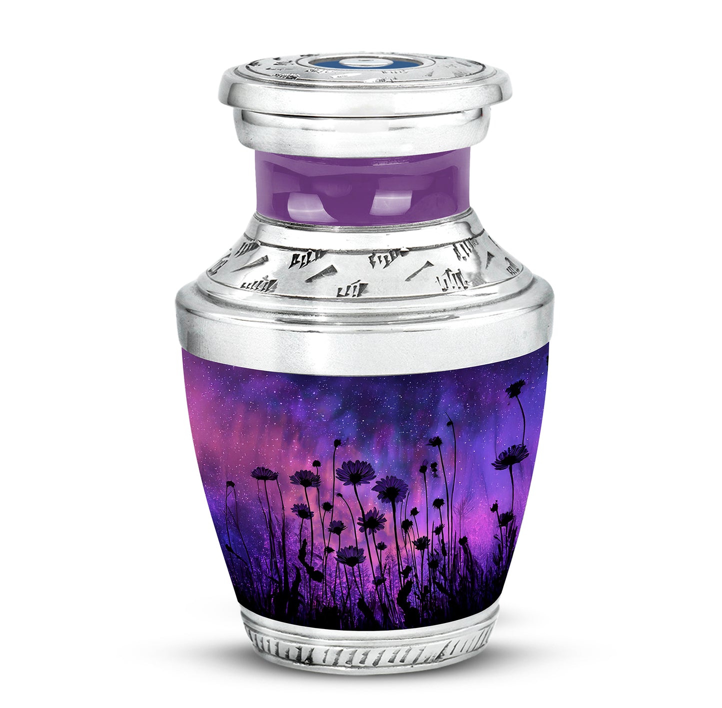 Blue Comforting Daisy Memorial Urn for Ashes - 10-inch, 200 cu in - Yatskia
