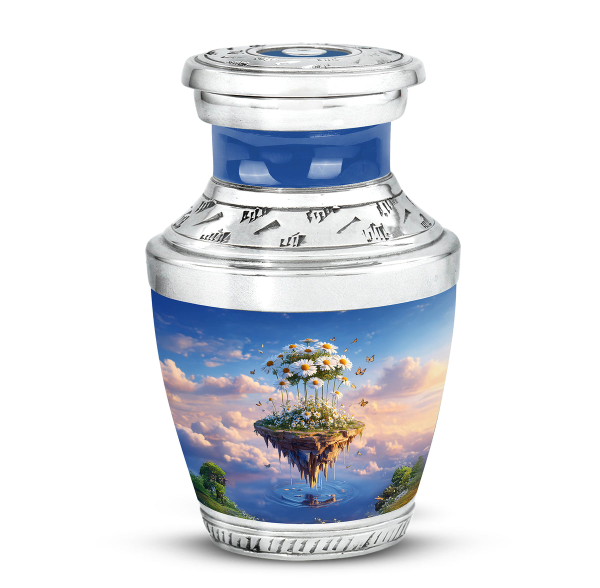 Personalized Refined Daisy Cremation Urns - Blue - Yatskia