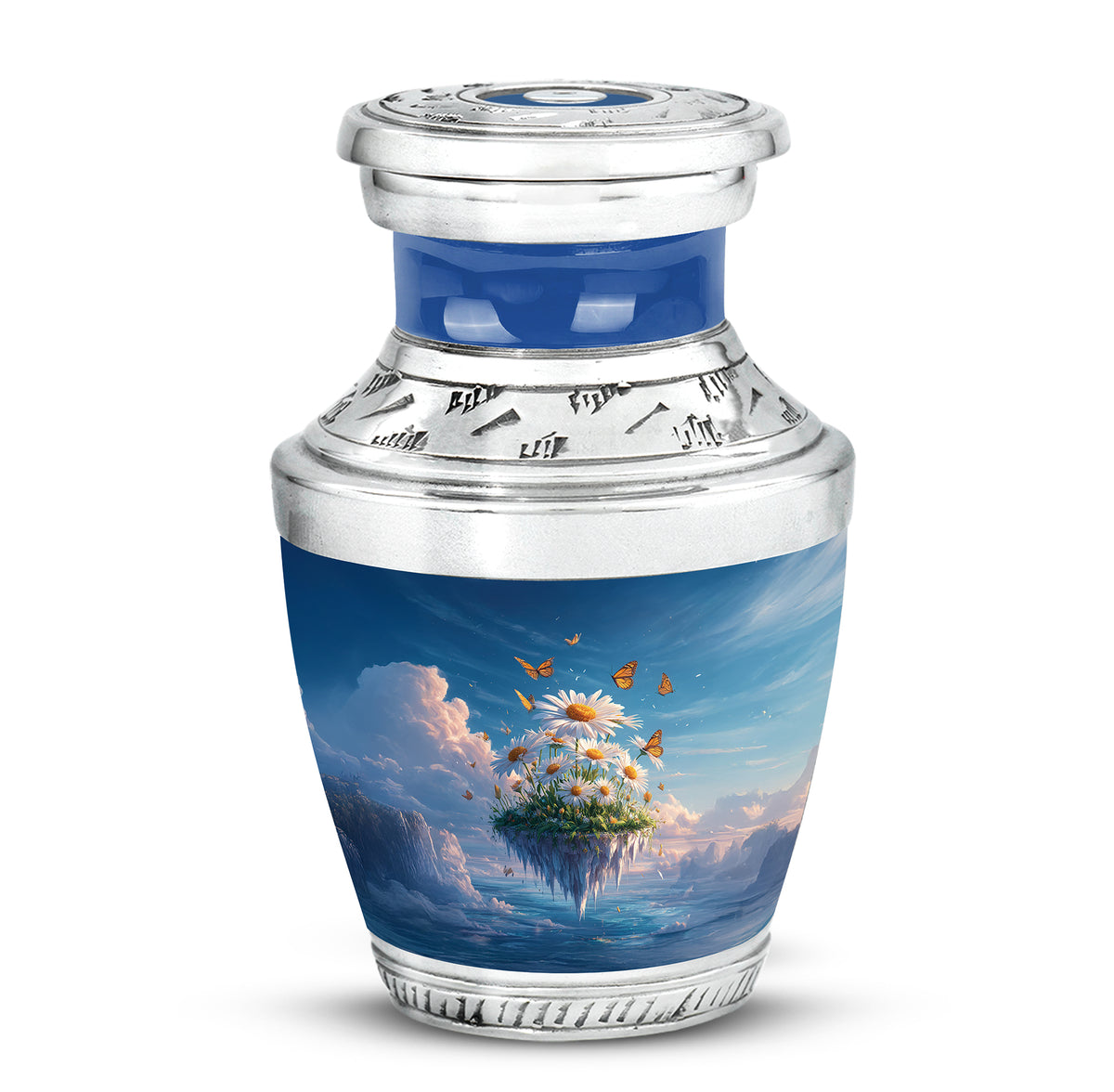 Illustrious Daisy Memorial Cremation Urns - Blue - Yatskia