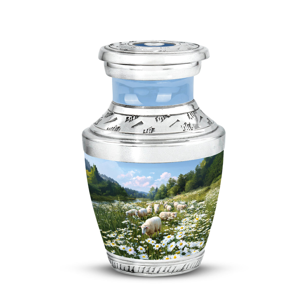 Blue Sacred Daisy Cremation Urns for Human Ashes - Yatskia