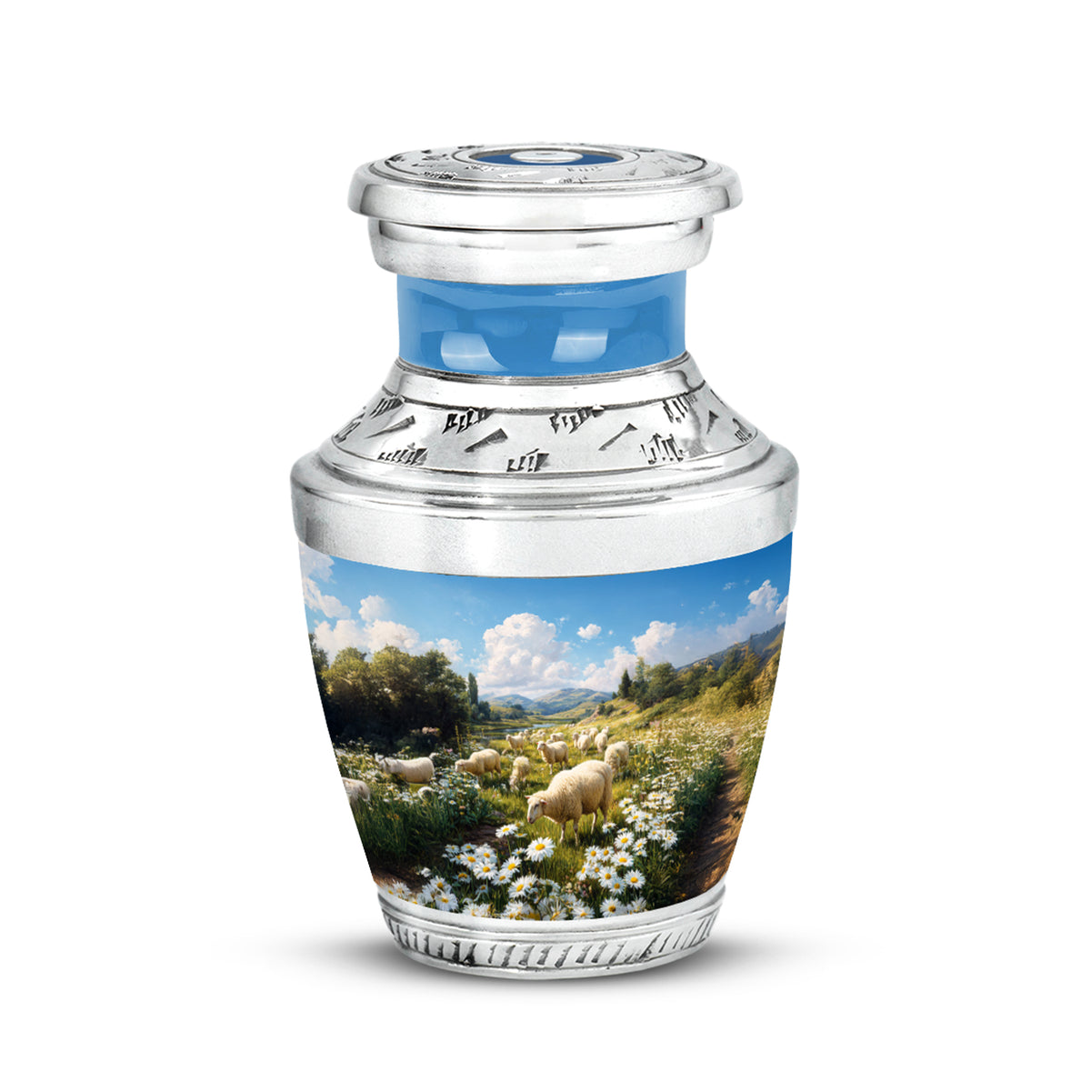 Blue Serene Daisy Memorial Urn for Ashes - Yatskia