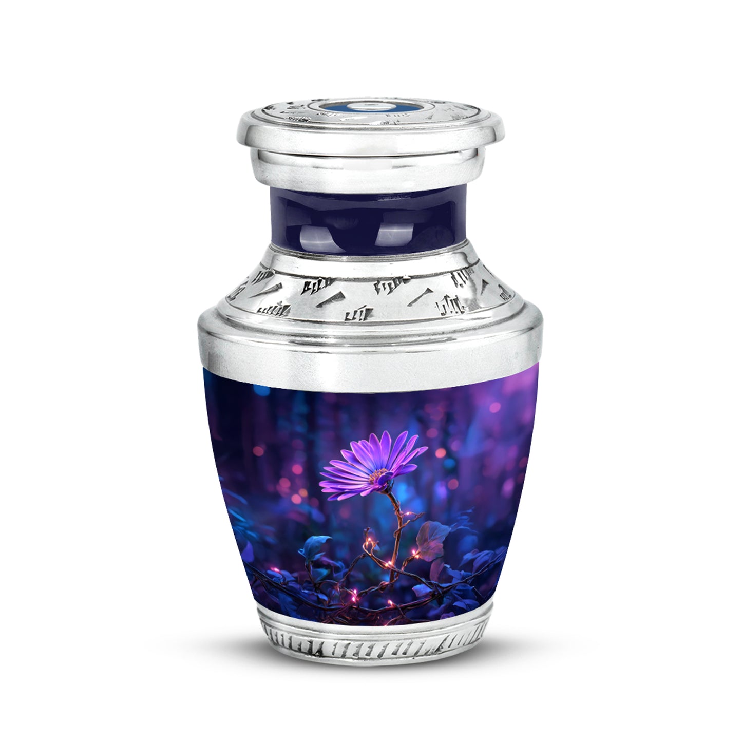 Personalized Daisy Cremation Urns - Pristine Blue 10-inch, 200 cu in - Yatskia