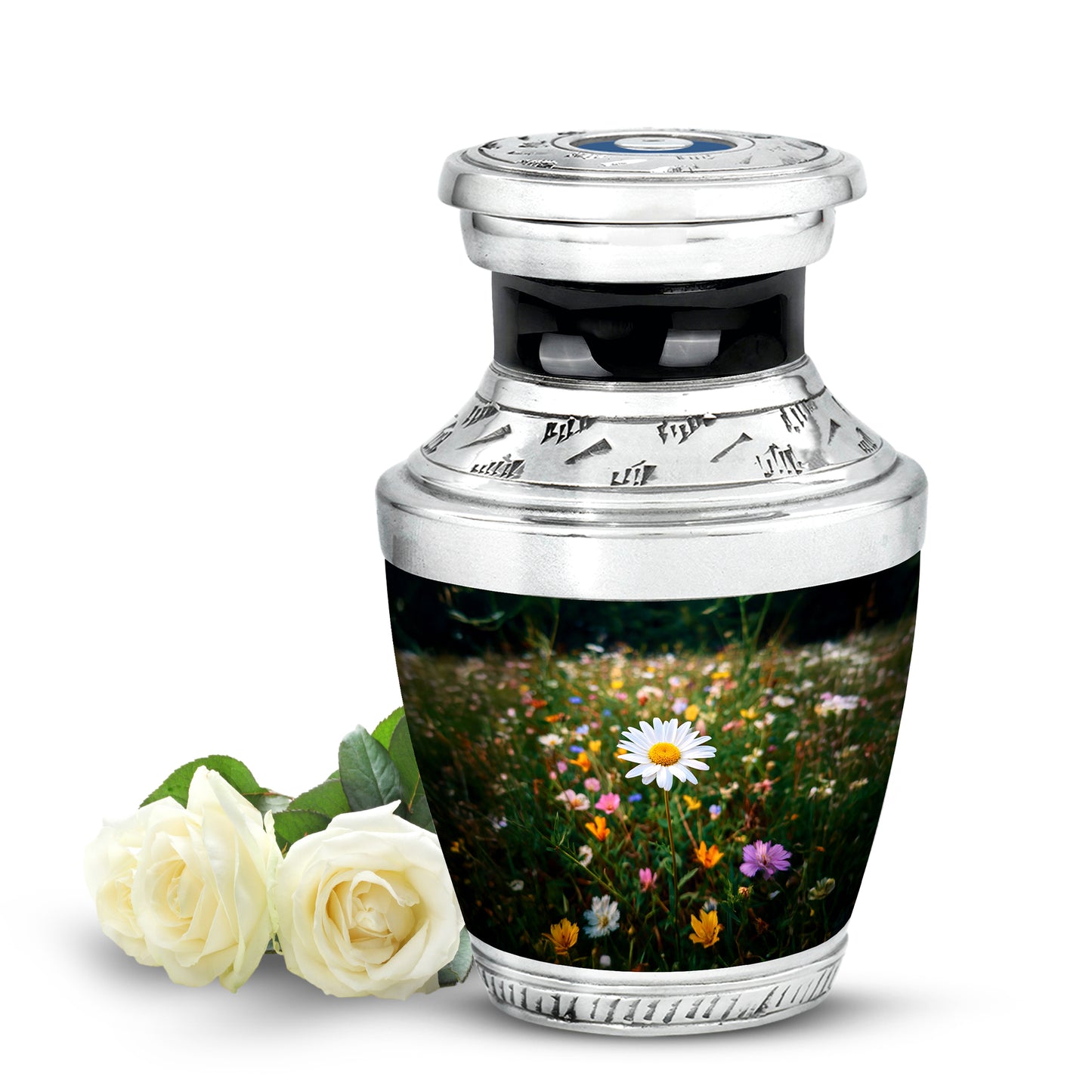 Personalized Daisy Cremation Urns - Wondrous Green 10-inch, 200 cu in - Yatskia
