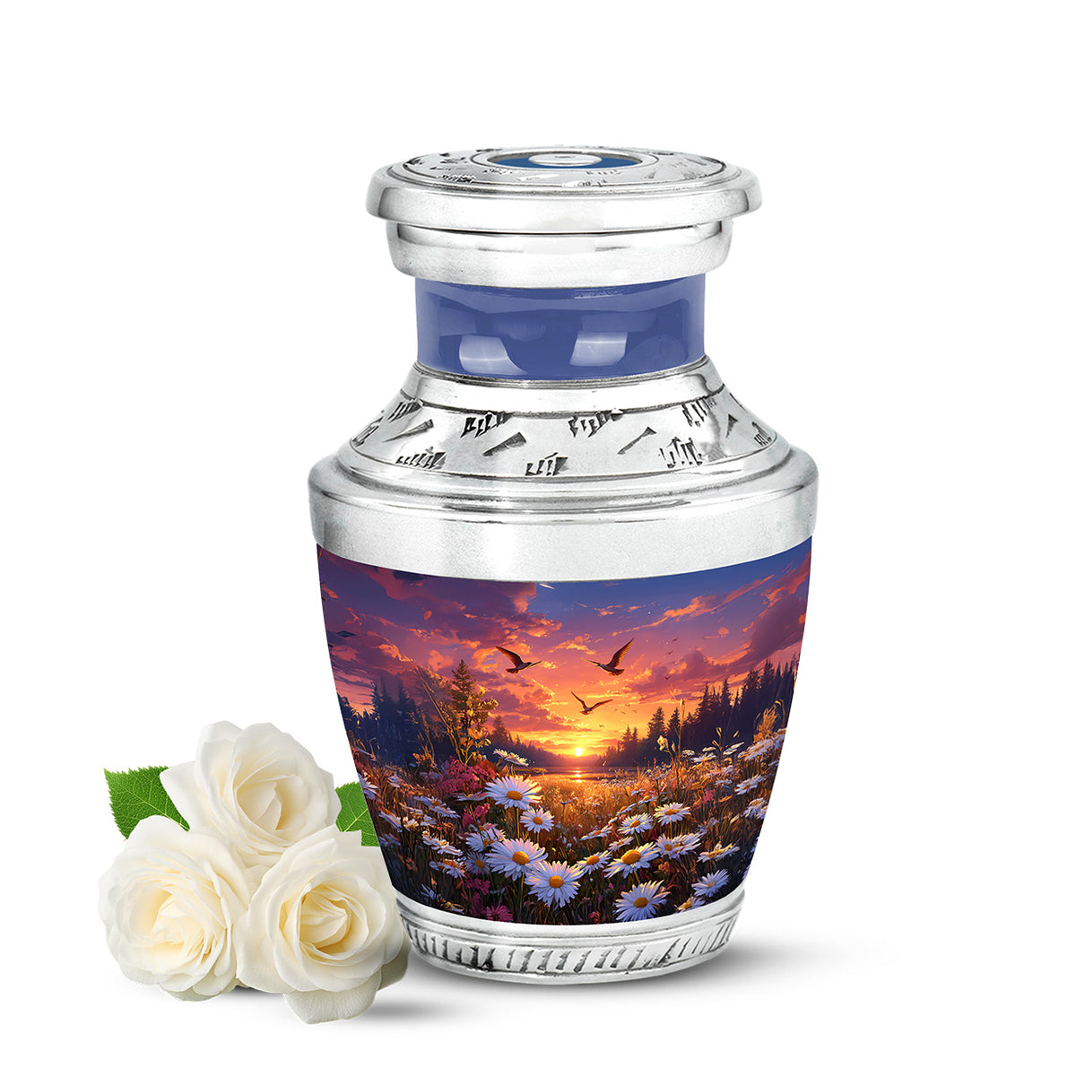 Blue Daisy Cremation Urns - Enduring Comfort - Yatskia