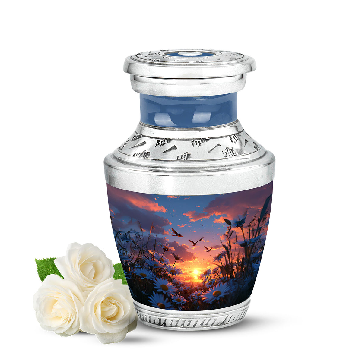 Blue Resounding Daisy Memorial Urn for Ashes - Yatskia