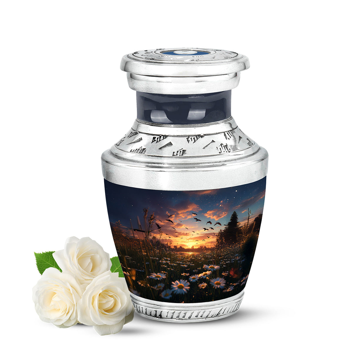 Timeless Blue Daisy Cremation Urn for Ashes - Yatskia