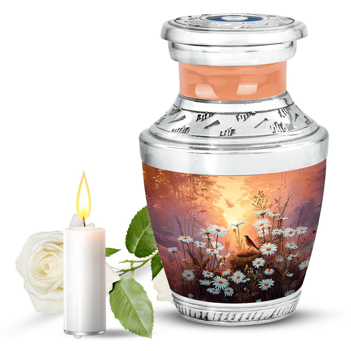 Personalized Elegant Daisy Cremation Urns - Gold - Yatskia