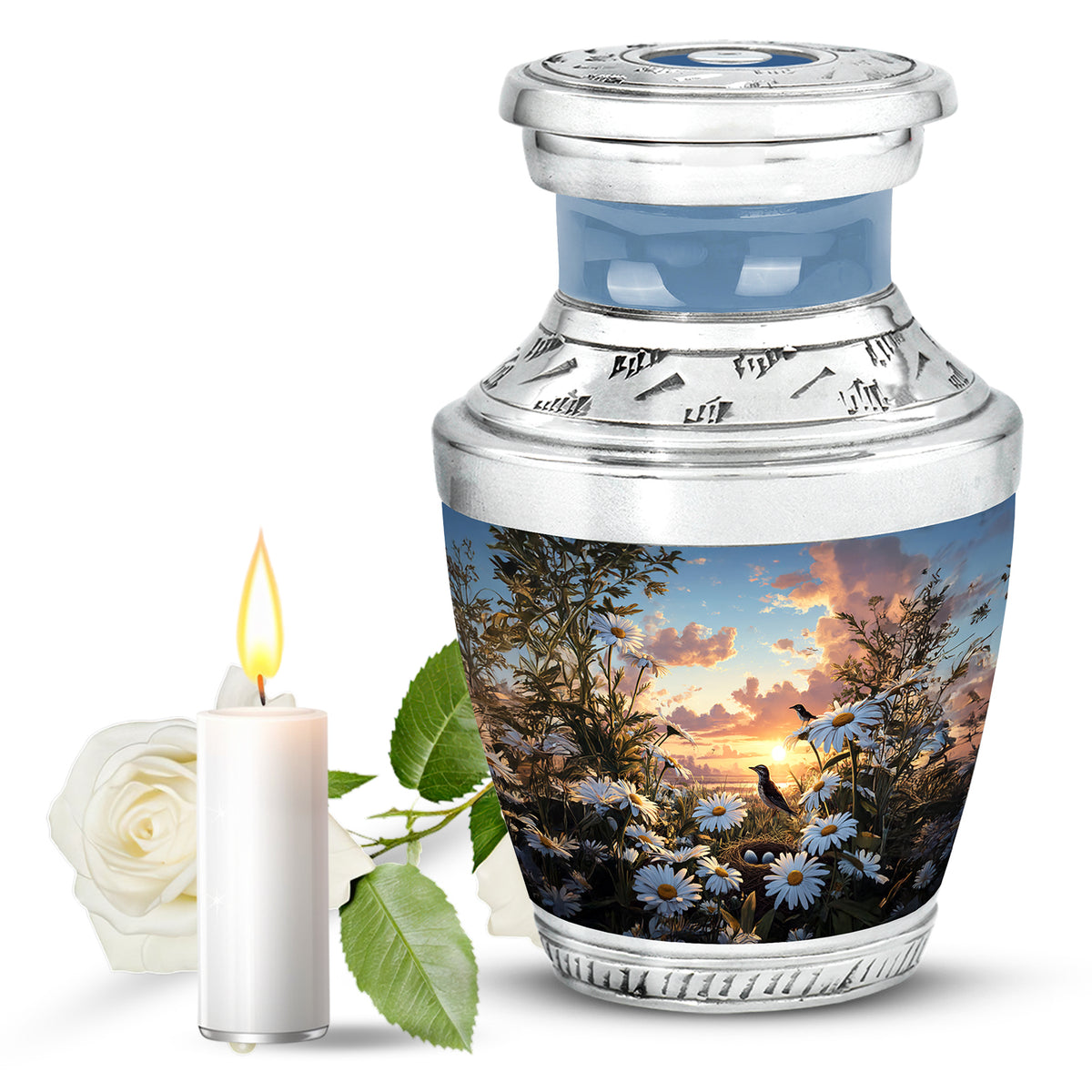 Blue Daisy Commemoration Cremation Urns for Human Ashes - Yatskia