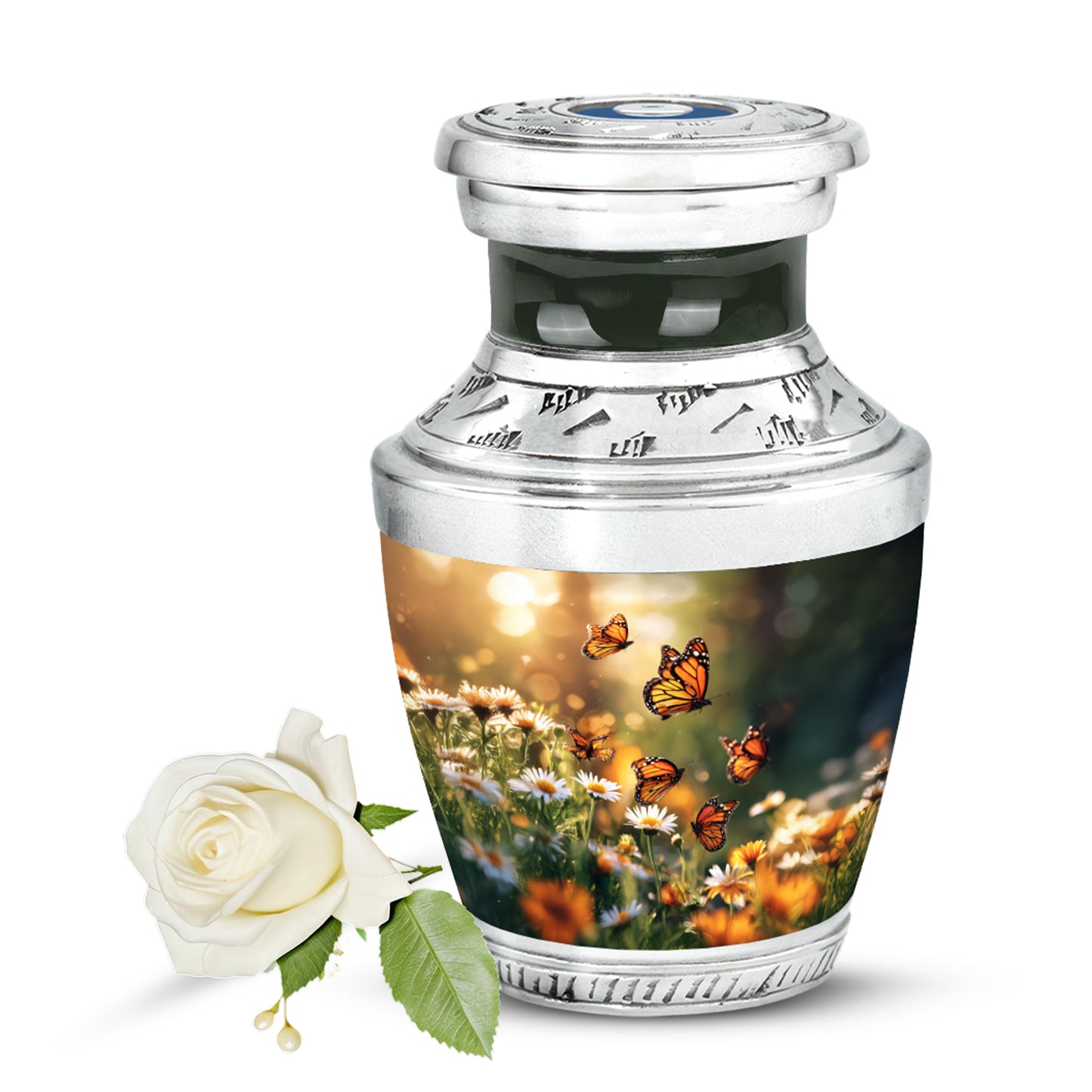 Distinguished Gold Daisy Cremation Urn for Ashes - 10-inch, 200 cu in - Yatskia