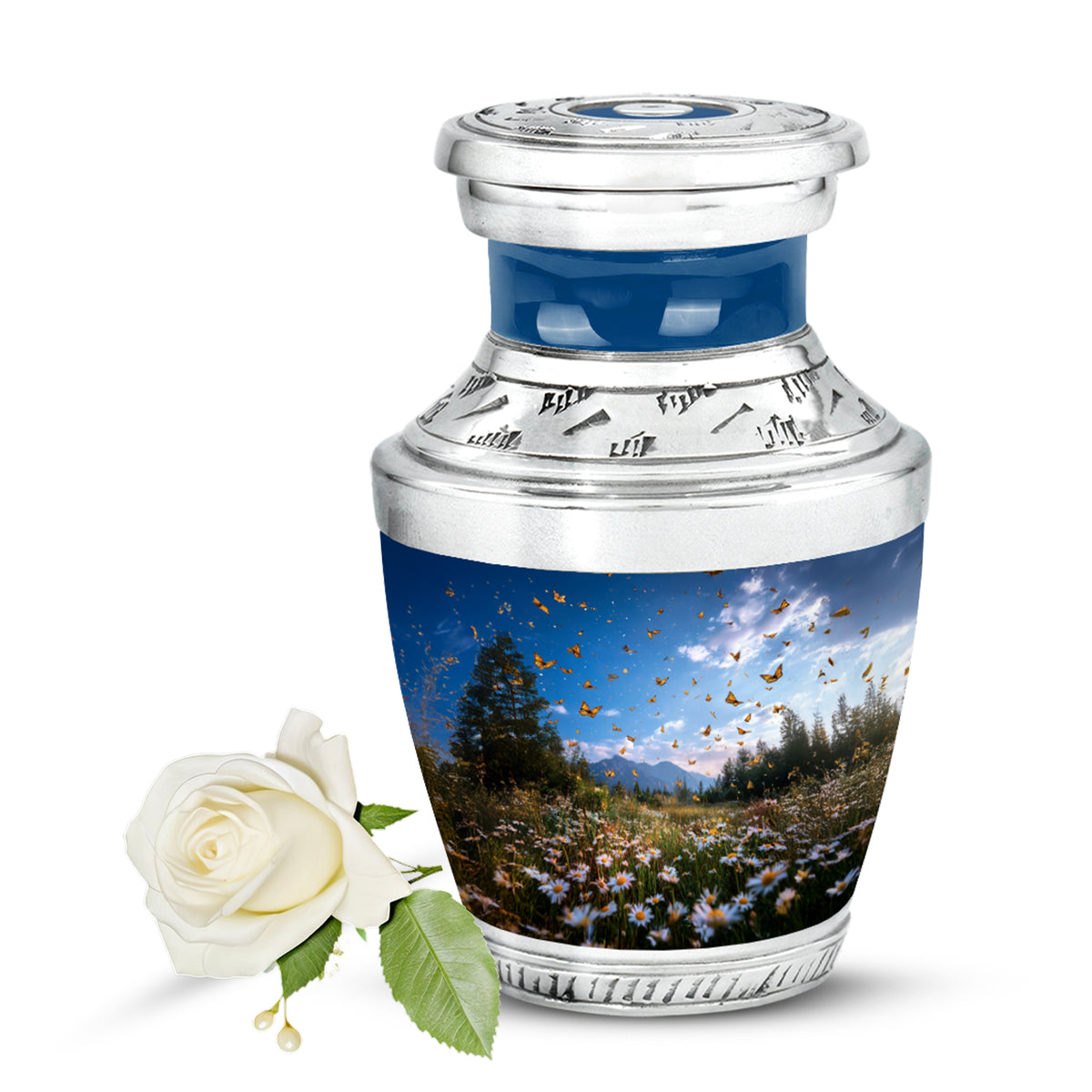 Personalized Blue Cherished Daisy Cremation Urns for Human Ashes - Yatskia