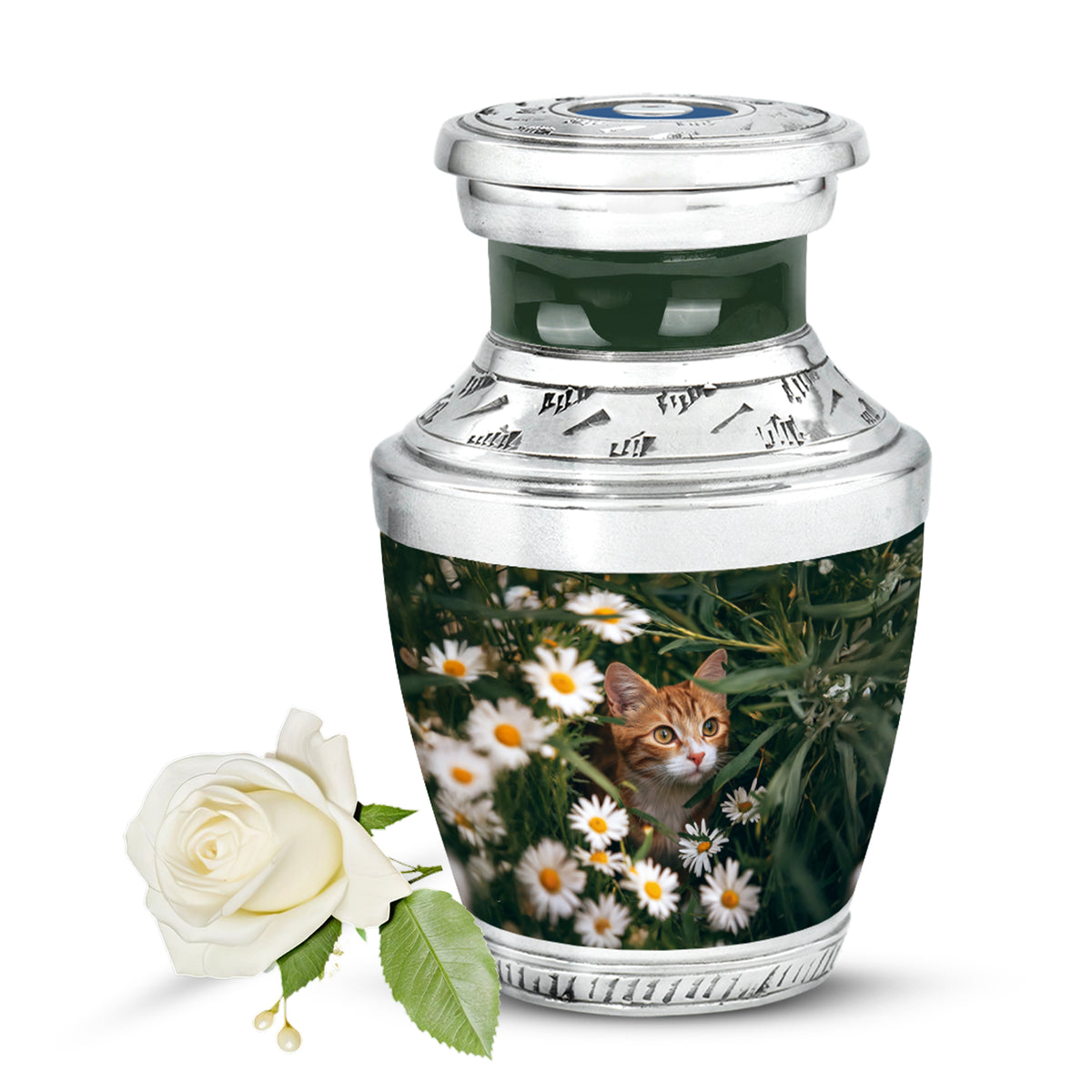 Lustrous Daisy Cremation Urns for Human Ashes - Green - Yatskia
