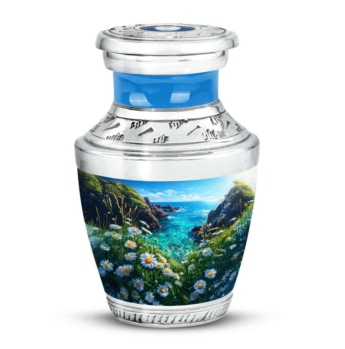 Timeless Blue Daisy Cremation Urn for Ashes - Yatskia