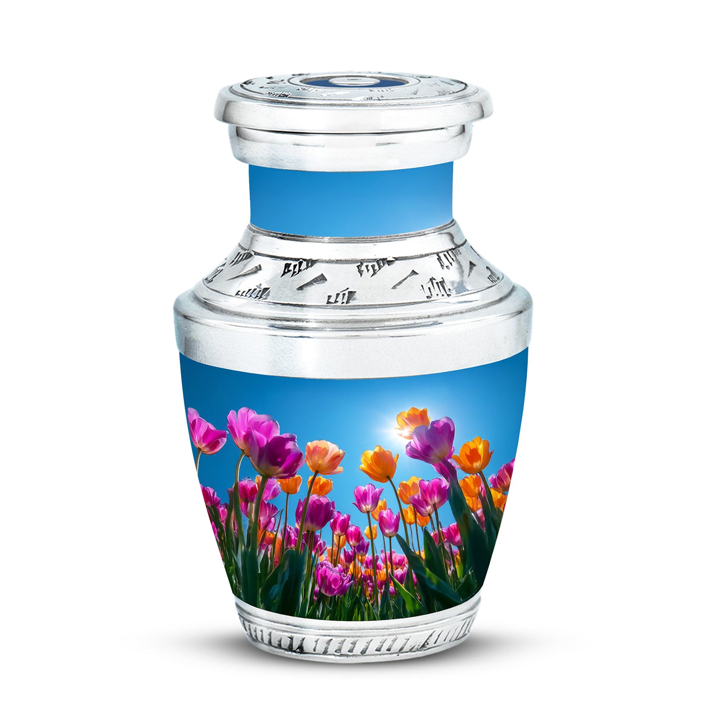 Personalized Garden Tulip Cremation Urns - Wondrous Blue 10-inch, 200 cu in - Yatskia