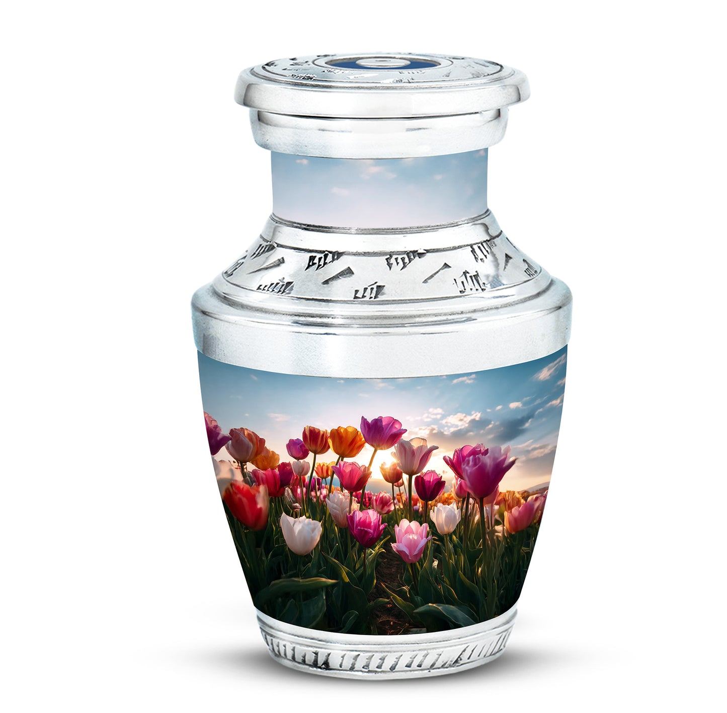 Blue Garden Tulip Promise Cremation Urns for Human Ashes - 10-inch, 200 cu in - Yatskia
