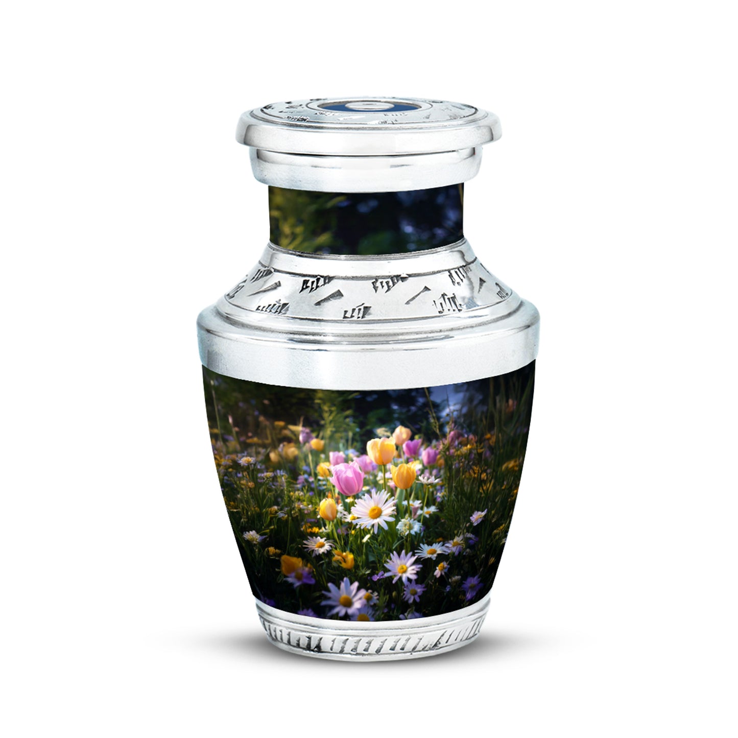 Personalized Black Cherished Garden Tulip Cremation Urns for Human Ashes - 10-inch, 200 cu in - Yatskia