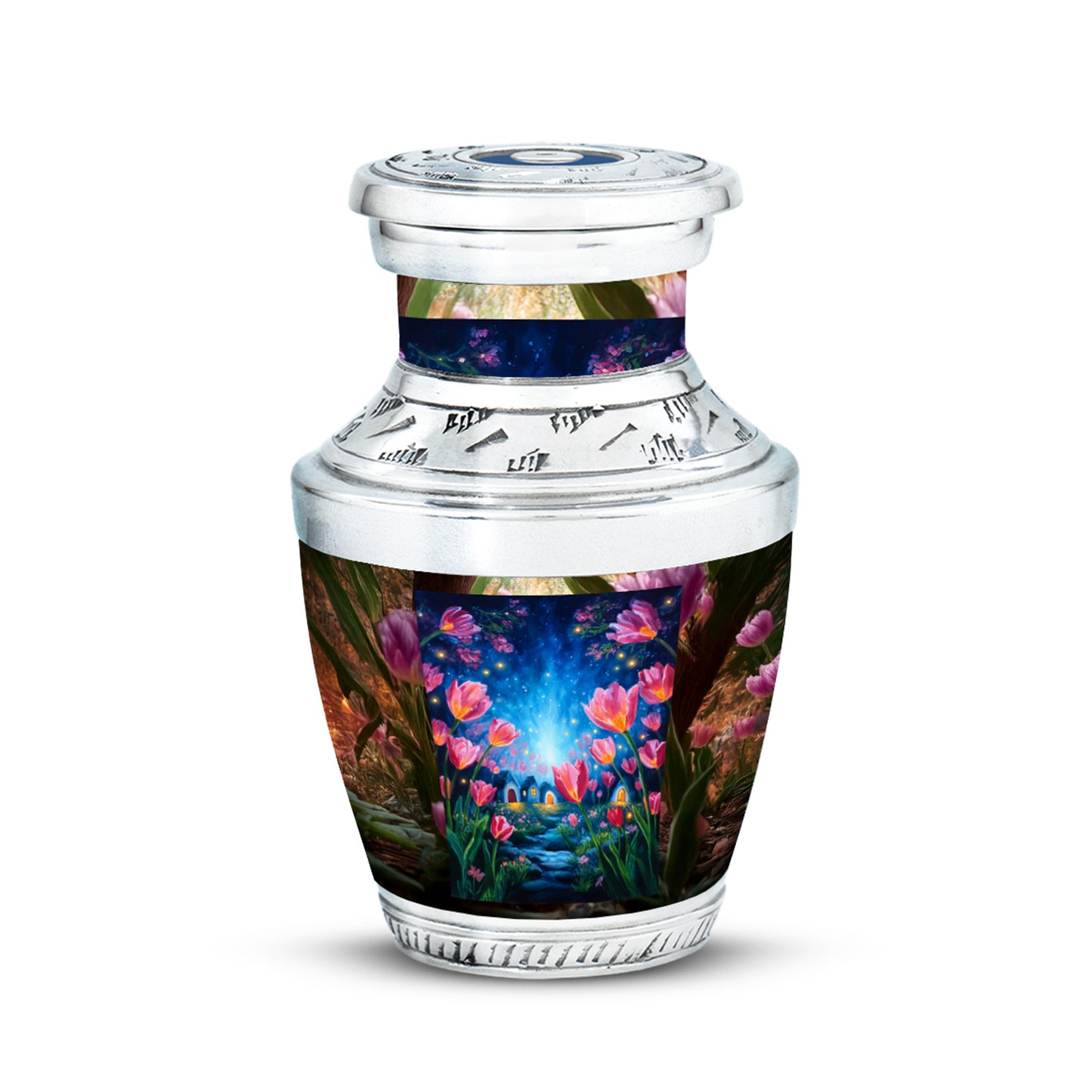 Personalized Refined Garden Tulip Cremation Urns - Gold 10-inch, 200 cu in - Yatskia