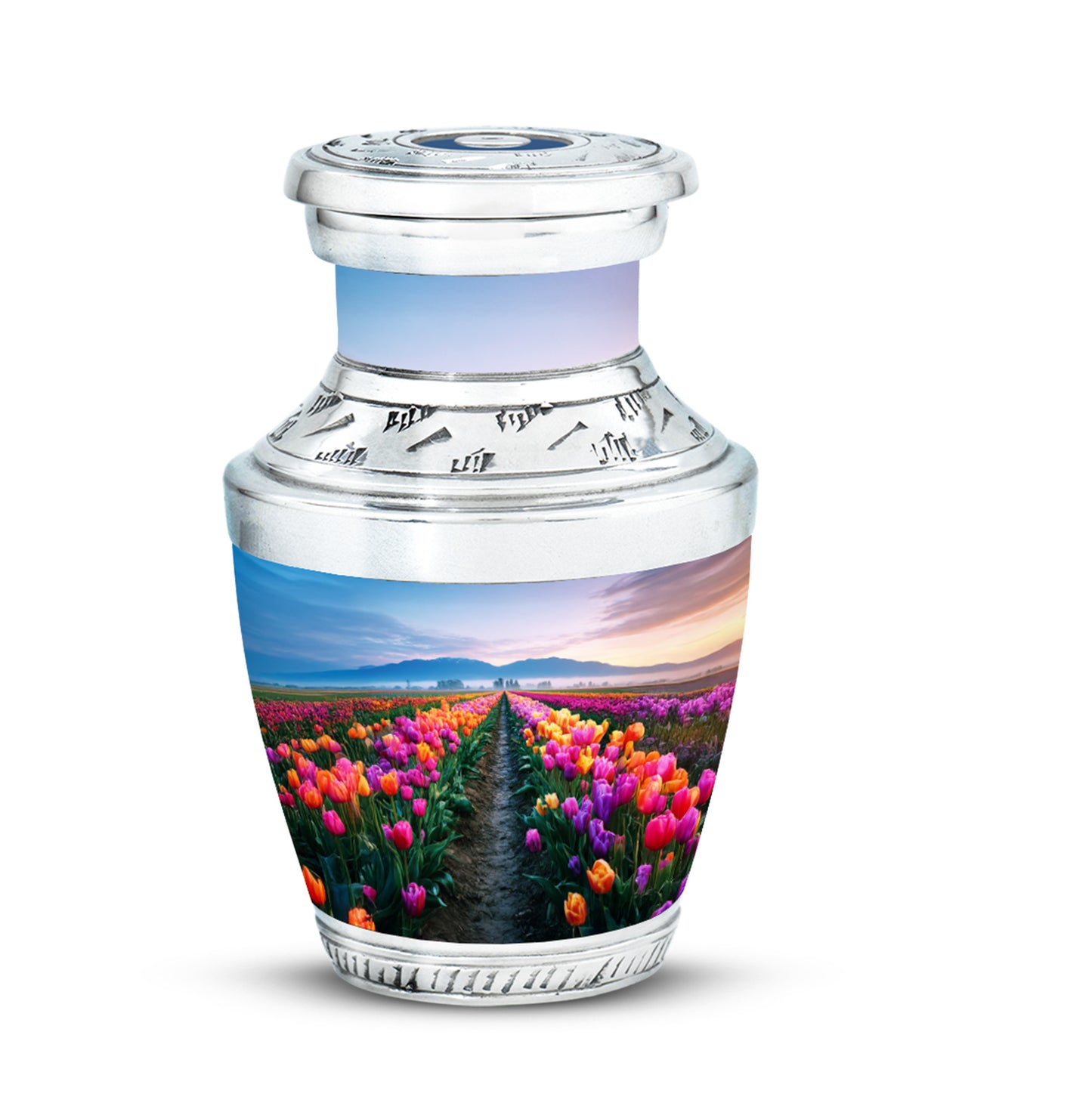 Personalized Garden Tulip Cremation Urns - Tranquil Blue 10-inch, 200 cu in - Yatskia