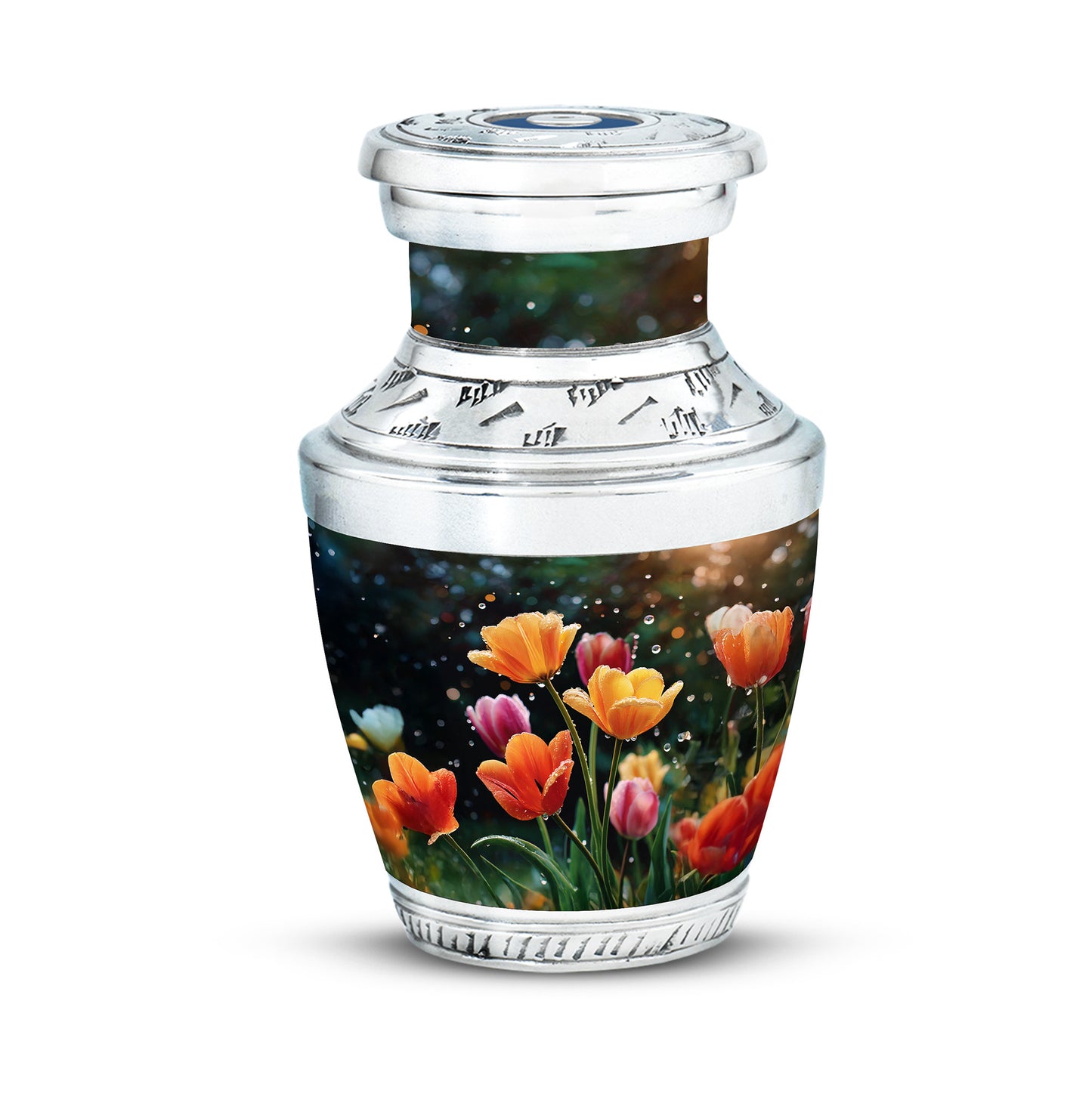 Black Resounding Garden Tulip Memorial Urn for Ashes - 10-inch, 200 cu in - Yatskia