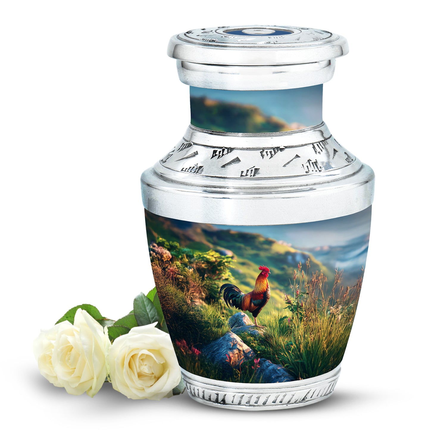 Regal Hen Memorial Cremation Urns - Blue 10-inch, 200 cu in - Yatskia