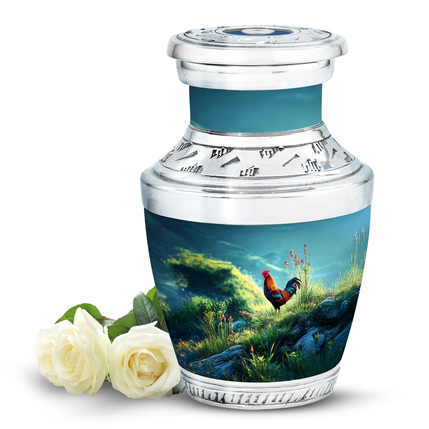Teal Hen Homage Cremation Urns for Human Ashes - 10-inch, 200 cu in - Yatskia